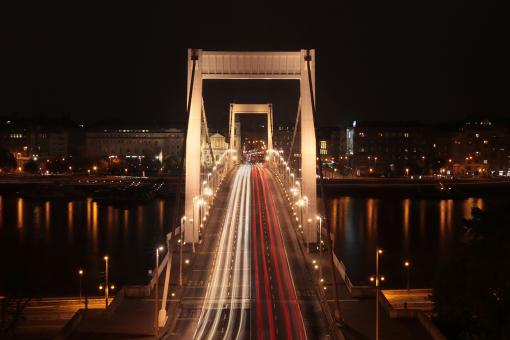 An image of Eisabeth Bridge in Budapest shot with long exposure.