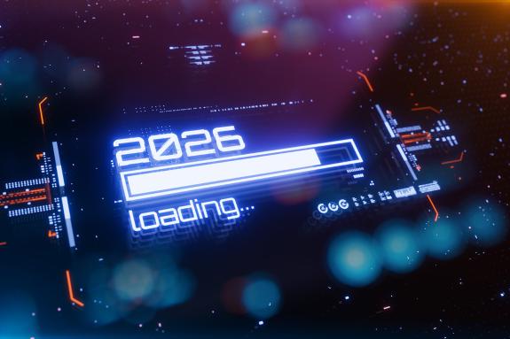 New 2026 year progress bar on digital lcd display.